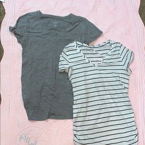 Two fitted maternity shirts